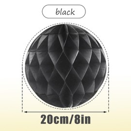 Yosawa 8PCS Honeycomb Flower Balls Tissue Paper Flower Balls Hanging Tissue Paper Honeycomb Balls for Birthday Wedding Party Decoration(ZQ/Black)