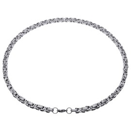 Soul-Cats® Byzantine Chain Stainless Steel Necklace with or without Bracelet Colour: Silver., 6 mm