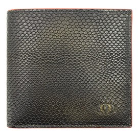 ColdFire Snake Eye Slim Wallet - 8 Card Slots - RFID Blocking - Mens wallet Leather Bifold - Multi Compartment Design - Snakeskin Pattern (Red Edges)