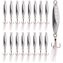 10pcs Fishing Spoon Metal Lure with Sharp Treble Hooks Hard Bait Jig Spinner Trout Bass Salmon Lures 5g,7g,14g,21g,28g (0.25oz(7g) - 10 Pieces)