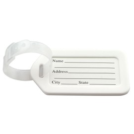 JCBIZ 10pcs Luggage ID Tags with Transparent Straps Travel Accessories Candy Color Plastic Baggage Label Suitcase Name Address Tags Card White