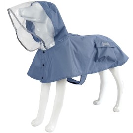 Waterproof Dog Raincoat, Adjustable Reflective Lightweight Pet Rain Clothes with Poncho Hood(XX-Large, Blue&Grey)