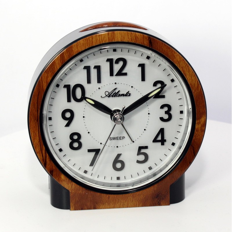 Alarm clock without ticking silent with light snooze quartz analogue