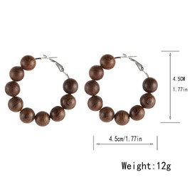 STWTR Women's Natural Wood Earrings Fashion Earrings Geometric Shape Retro Earring Set Natural Wood Hollow Semicircle Earrings