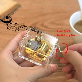 Over The Rainbow Music Box, Clear Gold Hand Crank Musical Box for Mom/Dad/Daughter/Son - Unique Best Gifts for Birthday Christmas Wedding Valentine's Day