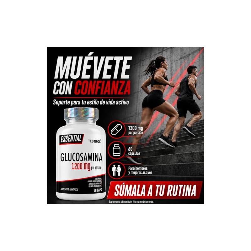 Testrol Glucosamina 1200 Por Porción Suplemento Rutina Movilidad Bienestar Articular