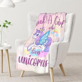 Unicorn Blanket Gifts, 40"x50" Cute Throw Blanket for Adults Kids, Lightweight, Plush, Soft, Cozy, Warm, Flannel Blankets for Bed Couch