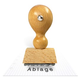 Betriebsausstattung24 Traditional Wooden Stamp "Tray" with Text Plate - Stamp Made of Natural Wood - Beech Wood - 33 x 6 mm