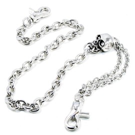 Double K Skull Simple Strong Biker Trucker Key Jean Wallet Chain (25") Silver SYC135