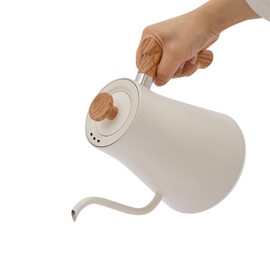 Gooseneck Electric Kettle, 0.24Gal Stainless Steel Electric Tea Kettle with Precision Temperature Control & LED Touchscreen, 1200W 90°Gooseneck Kettle for Tea Coffee (White)