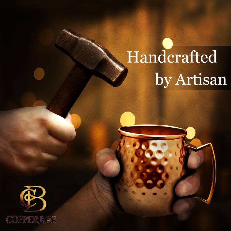 COPPER-BAR Moscow Mule Copper Mugs - Unique HANDCRAFTED Gift Set
