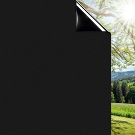 DIFIT Blackout Window Film Window Films for Privacy Sun Light Blocking Static Cling Black out Film Removable Window Tint for Day Sleeping Home Door Office (17.3 x 78.7inch/44cm x 200cm)
