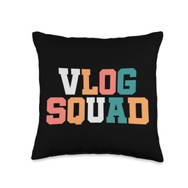 Vlog Squad Vlogger Vlogging Travel Food Beauty Influencer Throw Pillow