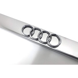 License Plate Frame Shop 1pc 3D "4 Ring LOGO" - STAINLESS STEEL Chrome License Plate Frame w/Screw caps