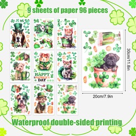 96pcs St. Patrick's Day Window Stickers for Glass, Dogs, Cats, Animals, Irish Clover Window Stickers, Double-Sided Window Stickers for St. Patrick's Day Decorations, Ornaments Party