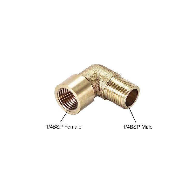 sourcing map Brass Pipe Fitting 90 Degree Elbow 1/4 (BSP)