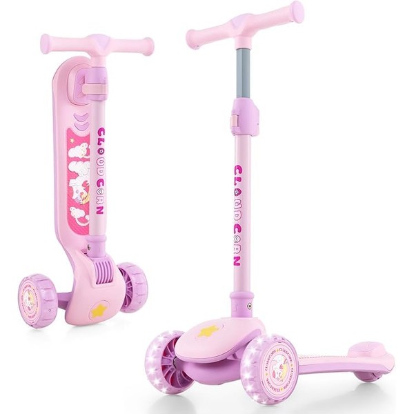 Nightcore Children's Scooters with LED-lit Wheels & Adjustable Handlebars, Foldable