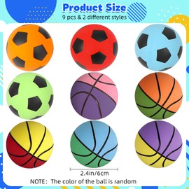 ZCOINS 9 Pcs Rubber Bouncy Handball Bulk for Kids, Mini Basketball & Football Bouncy Balls Party Favors for Outdoor Games, Playground Skip Hand Ball for Party Bag Fillers Pet Toy Gifts