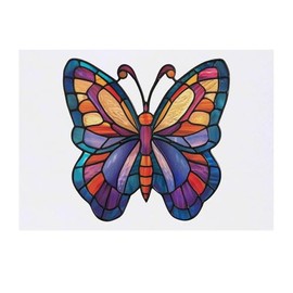 'Stained Glass Butterfly' Temporary Tattoo - Water Resistant, Skin-Safe, Non-Toxic Transfer (TO00076325)