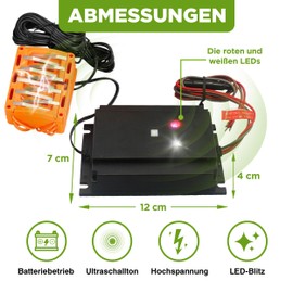 ISOTRONIC ISOTRONIC 3in1 Marderabwehr Blitz | mit Hochspannung, Blitzlichtfunktion, Hochfrequenz Ultraschall | Marder-Frei Auto KFZ Anschluss Autobatterie | Marderschock Marderscheuche Marderfrei Marderschutz