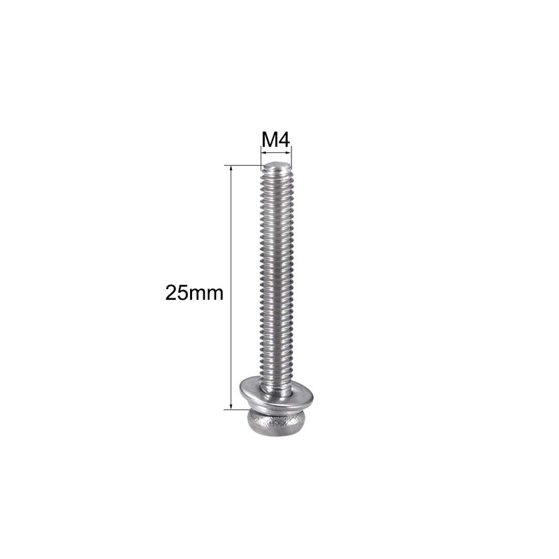sourcing map M4 x 25mm Stainless Steel Phillips Pan Head