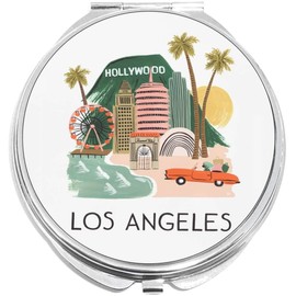 NewCharms Los Angeles and Hollywood Compact with Mirrors - Perfect Pocket and Purse Size Folding Mirror for Applying Make Up Anywhere