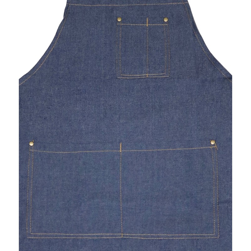 Denim Apron, Simple Design, Multiple Pockets, Thin, Work Apron, Neck