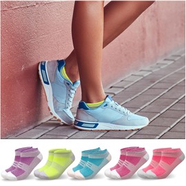 Towelogy Womens Low Cut Ankle Socks Breathable Ladies Thin Cotton Trainer Liners Multipack Size 4-7 (UK, Numeric, 4, 7, Regular, Regular, Brights Set)