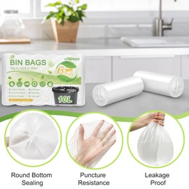 10L Small Bin Bags, 120 Counts Bin Liners Small Pedal Bin Bags Mini Pedal Bin Bags Pedal Bin Liners Mini Garbage Bags for Car, Office, Bathroom, Bedroom (White, 10L)