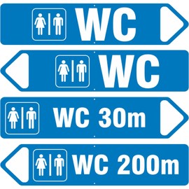 WC Sign with Arrow Arrow 3 mm Aluminium Composite, 50 x 11 cm Left or Right also with Meter Measurement
