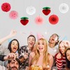 Strawberry Party Decorations Red Pink White Tissue Pom Poms Fans
