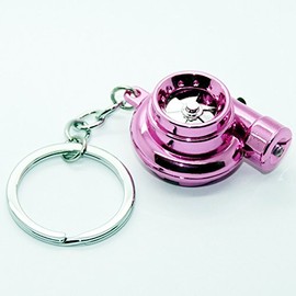 LED-Mafia Electric Turbo Keyring with Sound & Light Turbocharger Keychain Chrome Metal Pendant Key Pink, pink