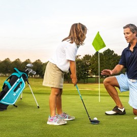 GYMAX Kids Golf Club Set, Right Handed Complete Golf Set for Children with 4/6 Golf Clubs & Golf Stand Bag, Toddler Youth Golf Clubs for Boys & Girls, Junior Golf Clubs (Lake Blue, 5-7)