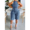 xxxiticat Women's Denim Jumpsuit Sleeveless Front Zipper Up Open Front
