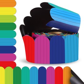 Tenceur Magnetic Borders for Bulletin Board Decoration, Colorful Stripes Whiteboard Scalloped Magnetic Strips Border Roll for Back to School Chalkboard Trim Poster Board Decor, 48 ft x 2.76 Inch