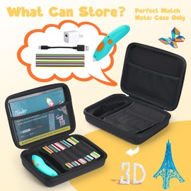TATAVR Case Compatible with 3Doodler Start+ Essentials for 3D Pen Set for Kids, Carrying Holder Fit for Printing Pens, Storage Organizer for Printing Filament Refill, Micro-USB Charger (3D-05-Black)