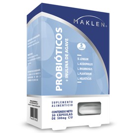 VitaBióticos | Probióticos y Prebióticos con Inulina de Agave | 30 Cápsulas de Liberación Inmediata | Equilibrio de la Flora Intestinal | MAKLEN