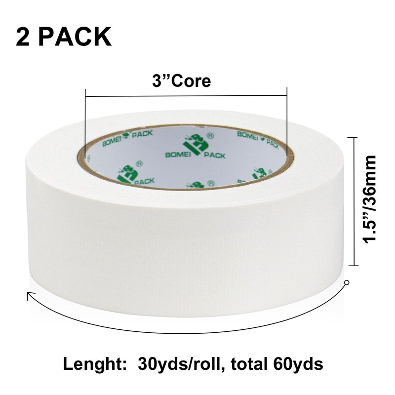 BOMEI PACK Duct Tape Heavy Duty, White 2 Pack 9