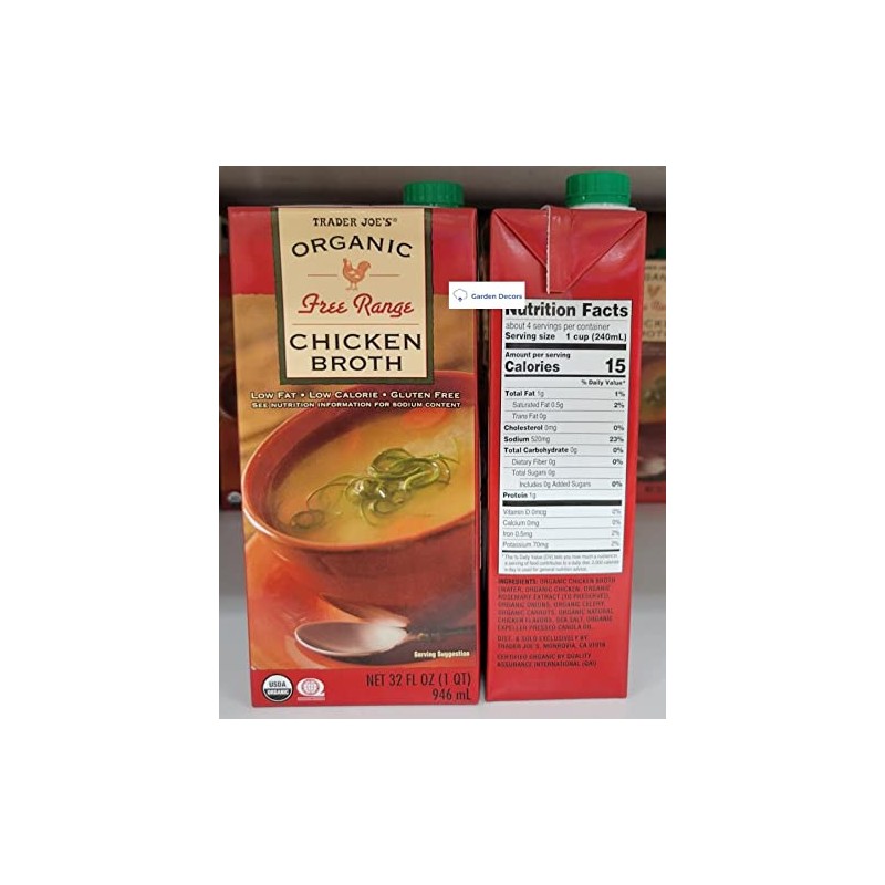 Trader Joe’s Organic Free Ranges Chicken Broth 32fl oz 946ml
