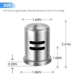 Dishwasher Air Gap Cover D201-1-62 Fits Most Air Gap Bodies with Solid Brass Inside and Brushed Nickel Surface, Cap Only, Pack of 1