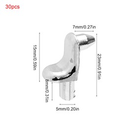 30 Pcs Bookcase Shelf Supports Pegs Pin Bracket 5mm Stud Pegs for Kitchen Cabinets Closets Bookcases