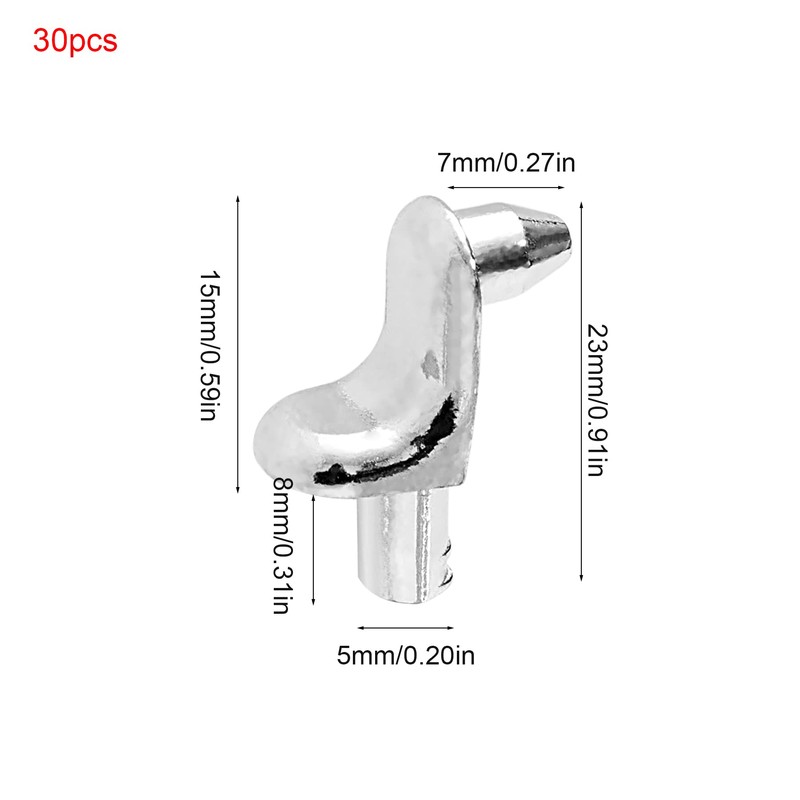 30 Pcs Bookcase Shelf Supports Pegs Pin Bracket 5mm Stud