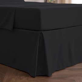 Mellanni - Falda de cama tamaño individual XL, falda de cama de 15 pulgadas con volantes plisados a medida para el polvo, ropa de cama de lujo de hotel, resistente a las arrugas, la decoloración y las