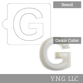 G LETTER ALPHABET STENCIL AND COOKIE CUTTER DECORATING SET MADE IN USA LSC107G