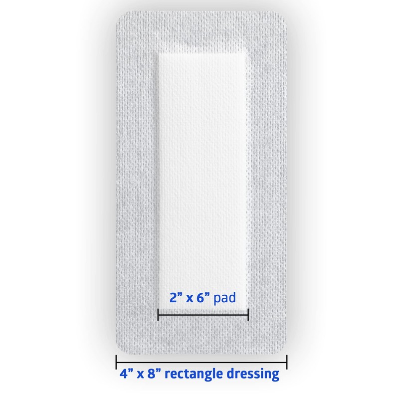 Medline Bordered Gauze, 4" x 8" Adhesive Island Wound Dressing,
