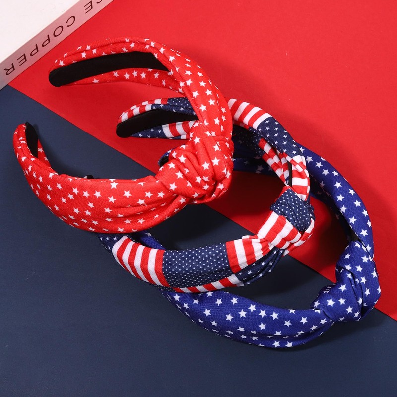 NVENF 3PCS 4th of July Headband for Women Red Blue