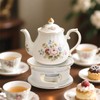 Nagpew Ceramic Teapot Warmer, Gold Rim Teapot Heater with Tealight