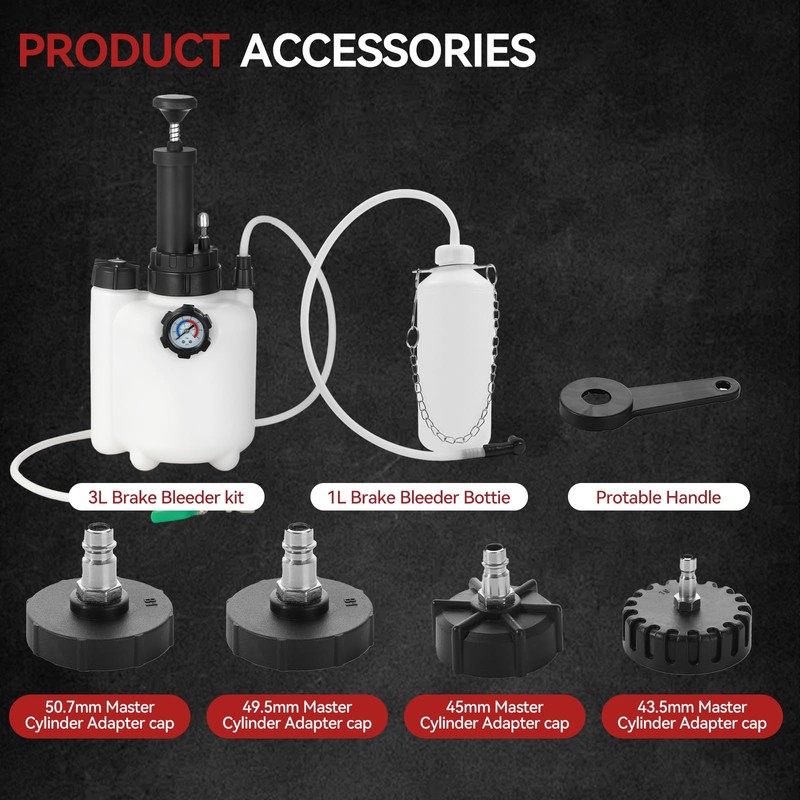IMSTMTER 3L Manual Brake Bleeder Kit with Vacuum Pump -