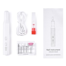 siyuwuro Cordless Portable Electric Nail Drill Machine Kit Professional Nail File Kit for Acrylic Gel Dip Powder Nails Polishing Shaping Pedicure Manicure Tools with 6 Nail Drill Bits, White