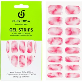Cherimoya 14Pzs Tiras de Uñas de UV gel Semicuradas LED Uñas Pegatinas de Gel para Arte DIY con Lima de Uña, Almohadilla de Preparación y Palo de Madera - Rosa